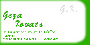 geza kovats business card